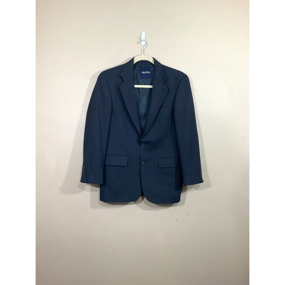 VTG Nautica Mens Wool Cashmere 2 Button Blazer Blue 40R Lord & Taylor USA Made